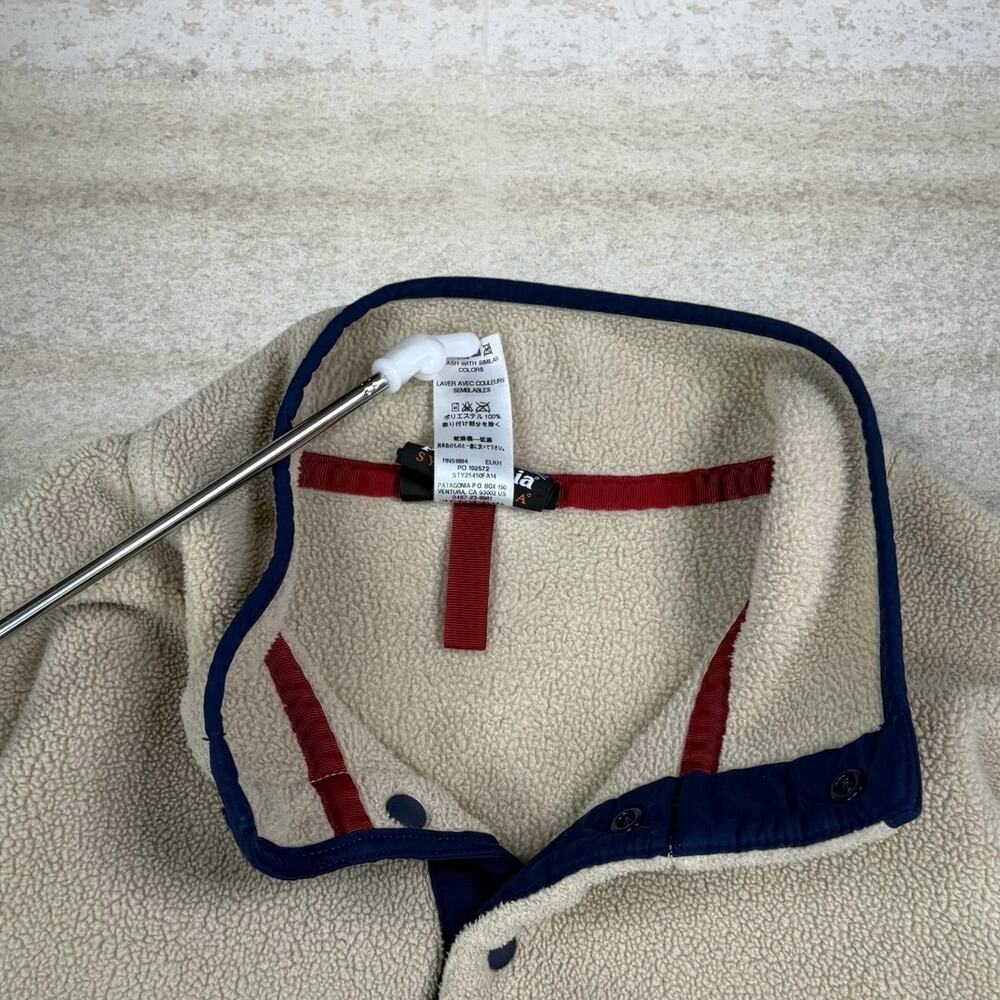Patagonia Synchilla Jacket Tan Fleece Quarter Button Up Navy Blue - Picture 6 of 6